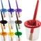 U.S. Art Supply; 10 Piece Children's No Spill Paint Cups with Colored Lids and 10 Piece Large Round Brush Set with Plastic Handles; Category:Brush Cleaners; Image:2